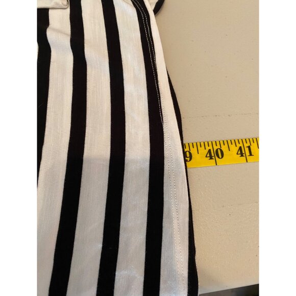 Striped Black & White Chaps Belted Short Sleeve Dress XL - Picture 6 of 11